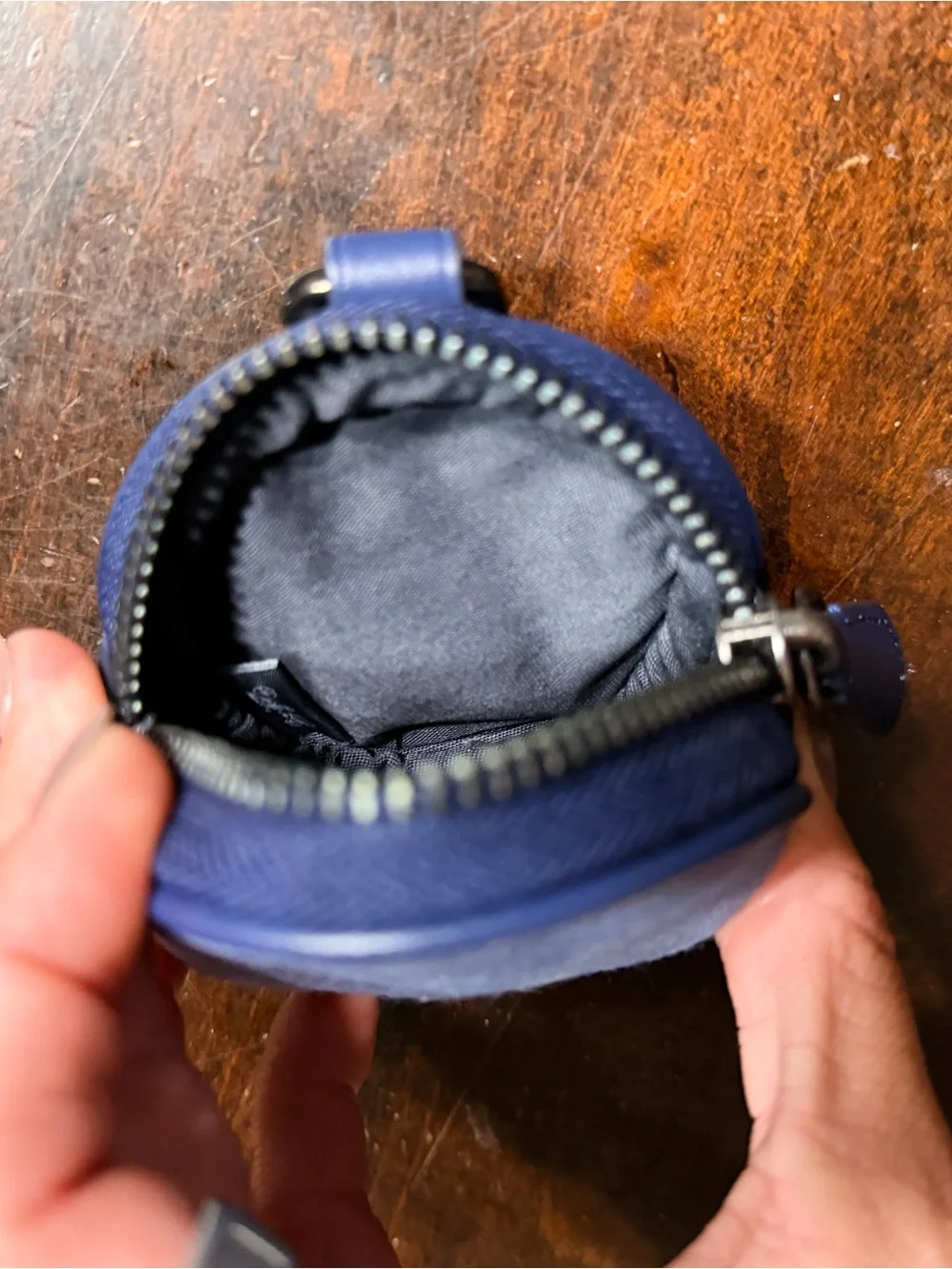 Coach Leather and Canvas Blue Round Coin Purse/ Case